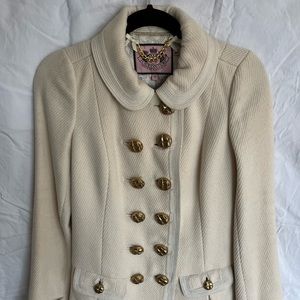 Juicy Couture Cream Wool Pea Coat. Petite Small